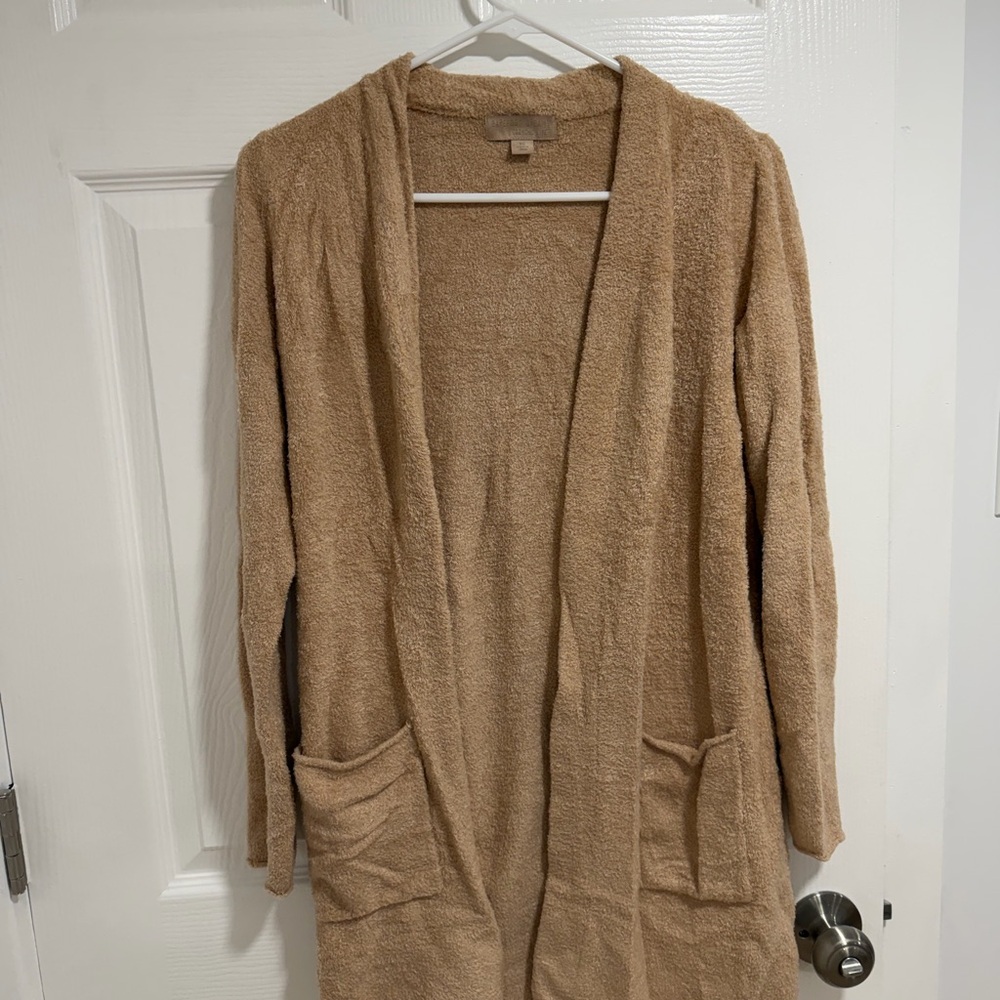 Barefoot Dreams Open-Front Cardigan in Camel-Tan